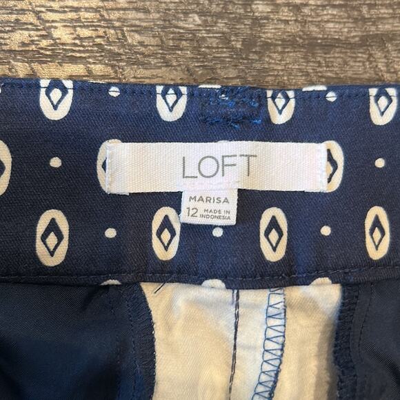 Loft Marisa Navy Print Trouser Pant Size 12 - Picture 7 of 8